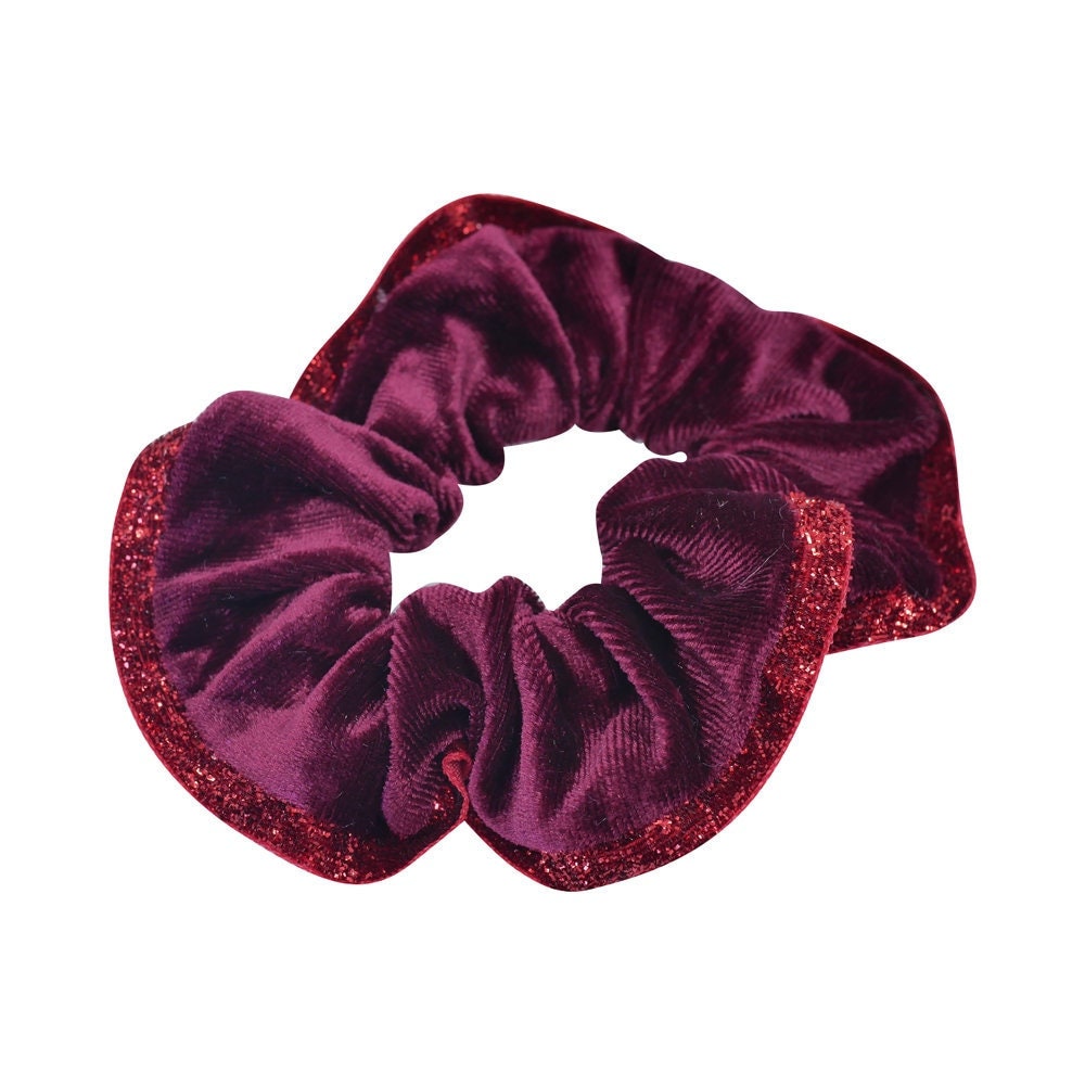 2 Pack Velvet Glitter  Hair Scrunchies Back To School Hair Ties Plain Scrunchies Bobbles Hair Accessories Women UK Seller