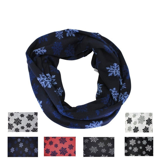 Loop Scarf Snowflake Christmas  Design Endless Infinity Scarf Ladies Winter Scarves For Women Teenagers Christmas Gifts UK Seller Black Red