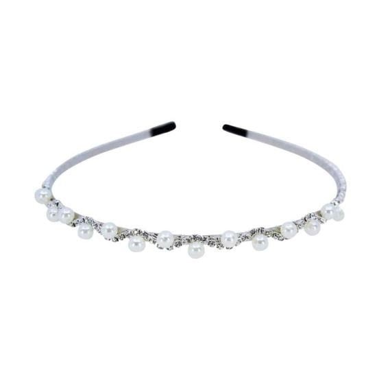 Ivory Pearl Wavy Curvy Diamante Headband Gold & Silver Bridal Bridesmaid Flower Girl Hair Accessories Wedding Hair Piece Hairband UK Seller