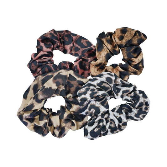 2 Pack Animal Print Chiffon Hair Scrunchies Back To School Hair Ties Plain Scrunchies Bobbles Hair Accessories Women UK Seller