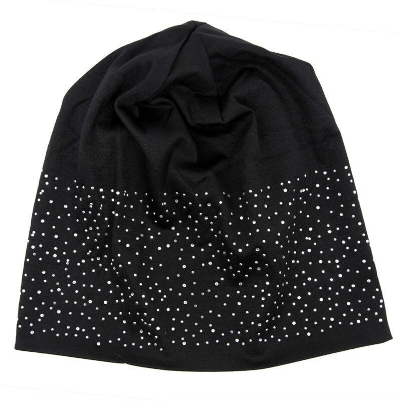 Diamnti Beanie Hat Black Grey Navy Pink Rhinestone Embellishments Ladies Womens Winter Stretchy  Hats Christmas  UK