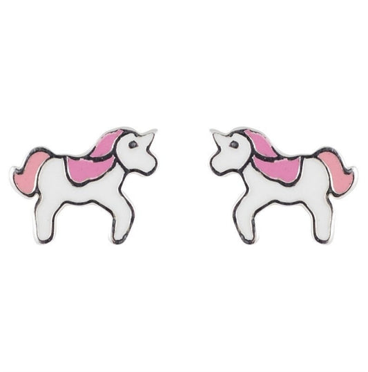 Unicorn Stud Earrings Baby Pink Sterling Silver 925 Enamel Studs Gift Women Girls Birthday Christmas Gifts UK SincerelyForYou