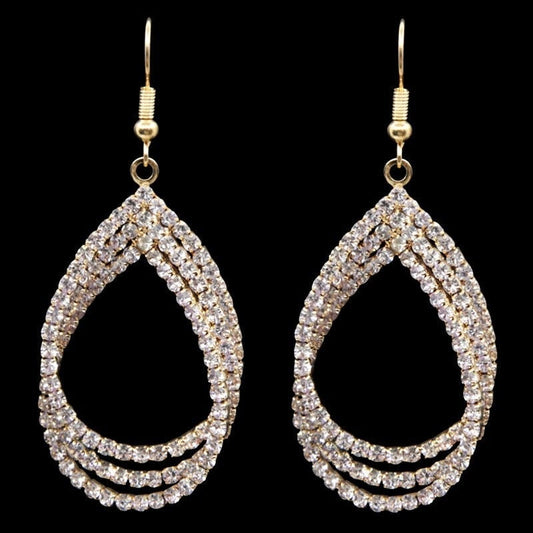 Gold Genuine Crystal Drop Earrings Pierced Drop Earrings Women Christmas Birthday Gifts Wedding Bridal