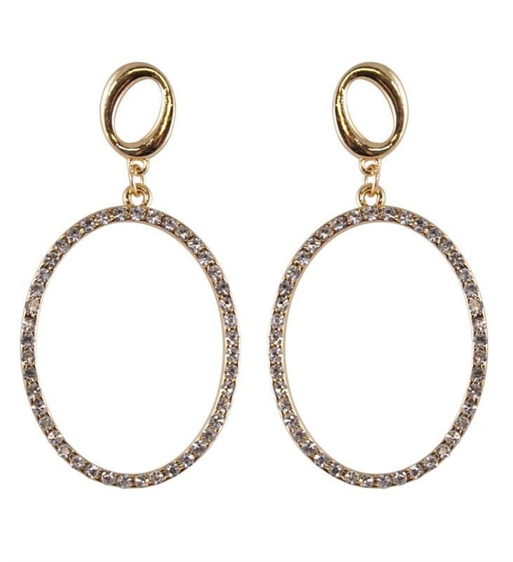 Gold Crystal Drop Hoop Earrings Pierced Drop Earrings Women Christmas Birthday Gifts Wedding Bridal
