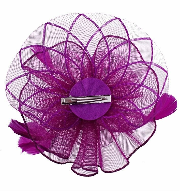 Purple Blue Grey Fascinator Wedding Ascot Hat Hair Small Fascinator Brooch Clip Mother Of The Bride Bridal UK Seller