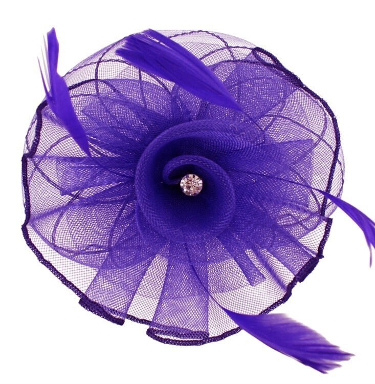 Purple Blue Grey Fascinator Wedding Ascot Hat Hair Small Fascinator Brooch Clip Mother Of The Bride Bridal UK Seller