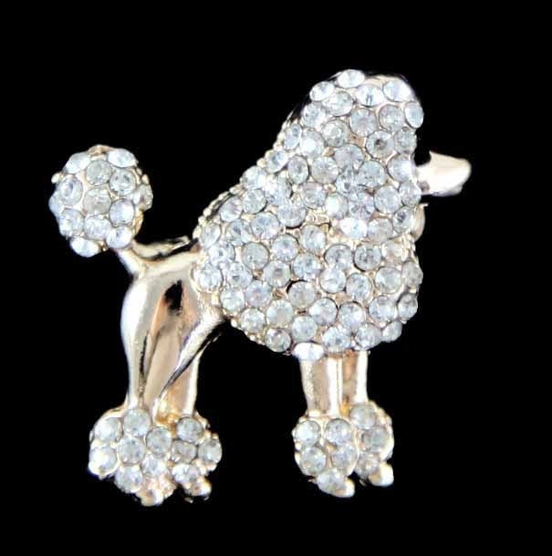 Poodle Dog Brooch Dog Gifts Puppy Crystal Stones Hand Made UK Brooches for Women Pin Badges Christmas Vintage Pet Animal Gifts Women