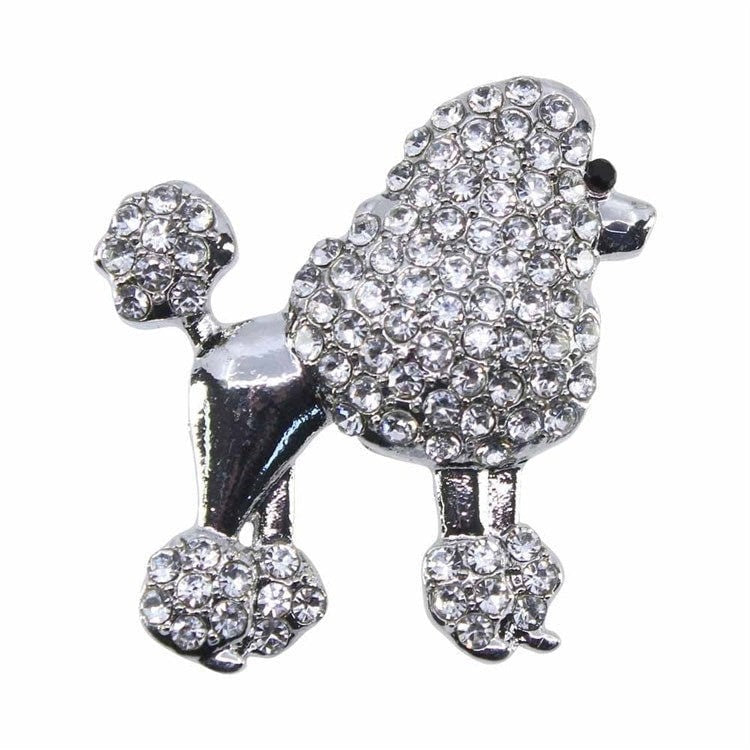 Poodle Dog Brooch Dog Gifts Puppy Crystal Stones Hand Made UK Brooches for Women Pin Badges Christmas Vintage Pet Animal Gifts Women