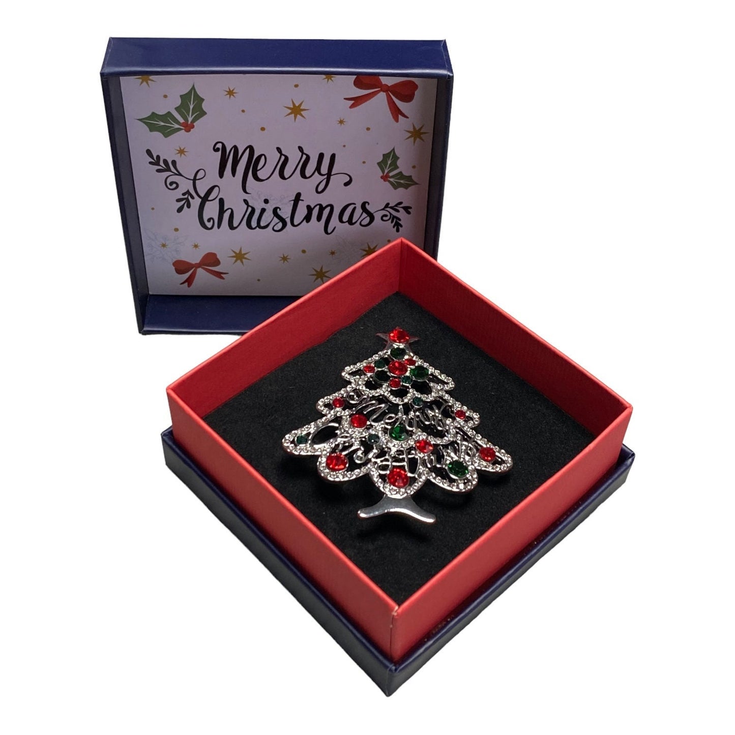 Christmas Brooch 2022 Genuine Crystal UK Seller Christmas Tree Accessories Decorations Crystal Pin Badge Boxed XMAS Gifts Mum Nan Teacher