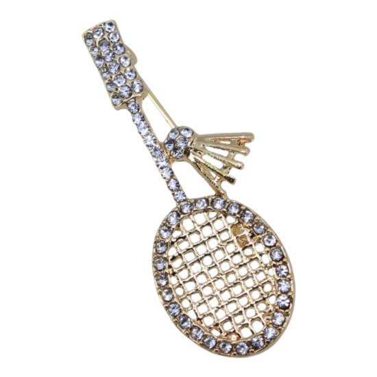 Badminton Brooch Genuine Crystal Stones Hand Made Brooches for Women Pin Badges