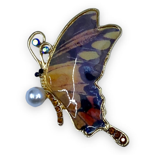 Butterfly Brooch Pin Genuine Crystal Brooches Purple Orange Green