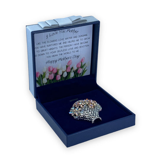 Flower Basket Brooch Genuine Crystal Happy Mothers Day Boxed Gift Set Special Mum Nan Grandma Life Quotes