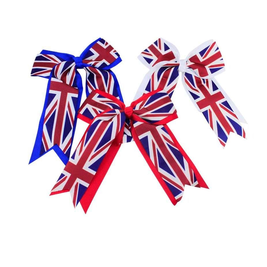 Union Jack Hair Clip Bobble UK Hair Accessories King Charles Coronation Hair Ties Bows Ribbons Girls Decorations Red Blue White