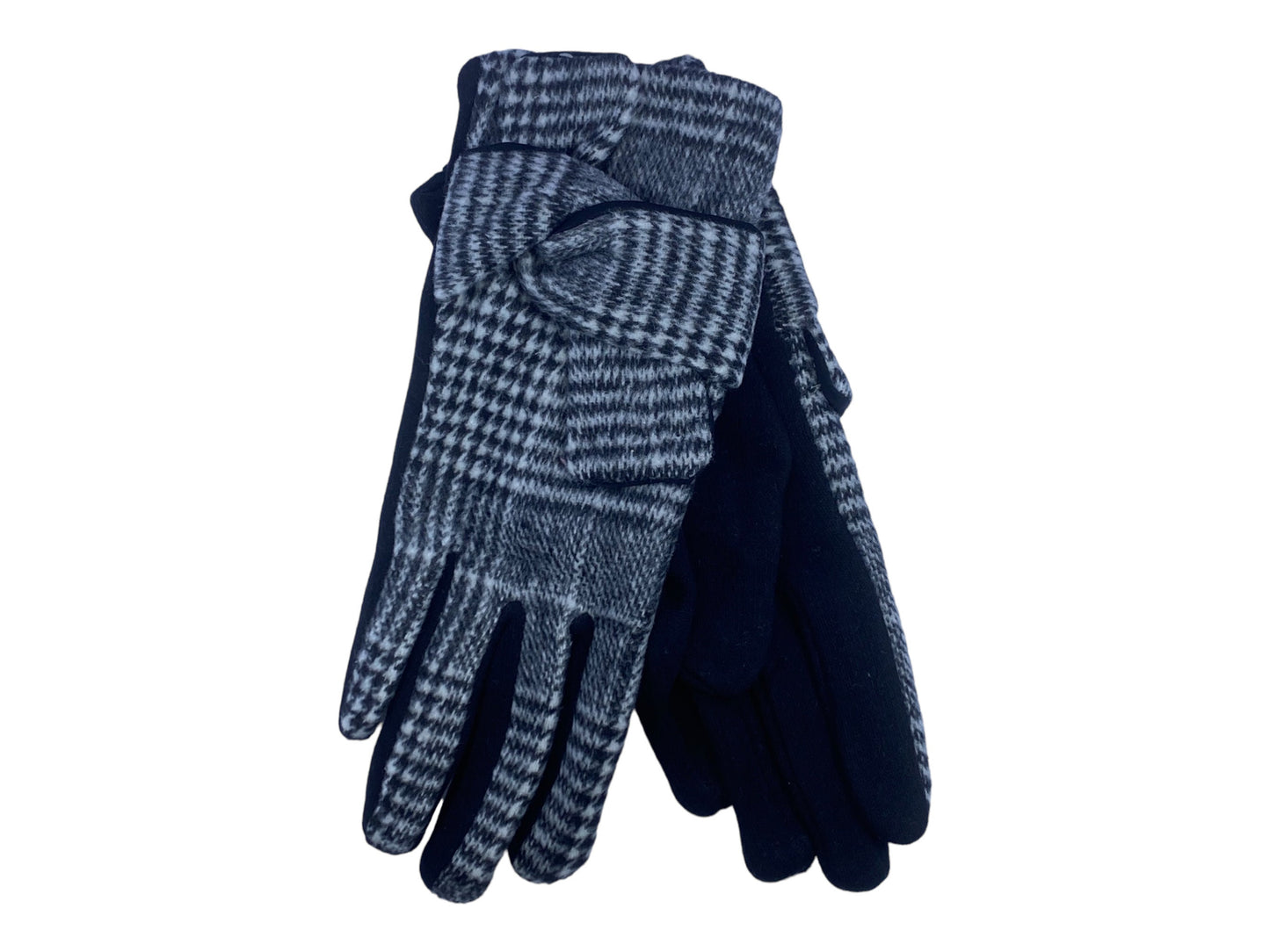 Houndstooth Warm Fleece Lined Knotted Gloves Smart Phone Touch Screen Technology Womens Winter Gloves UK