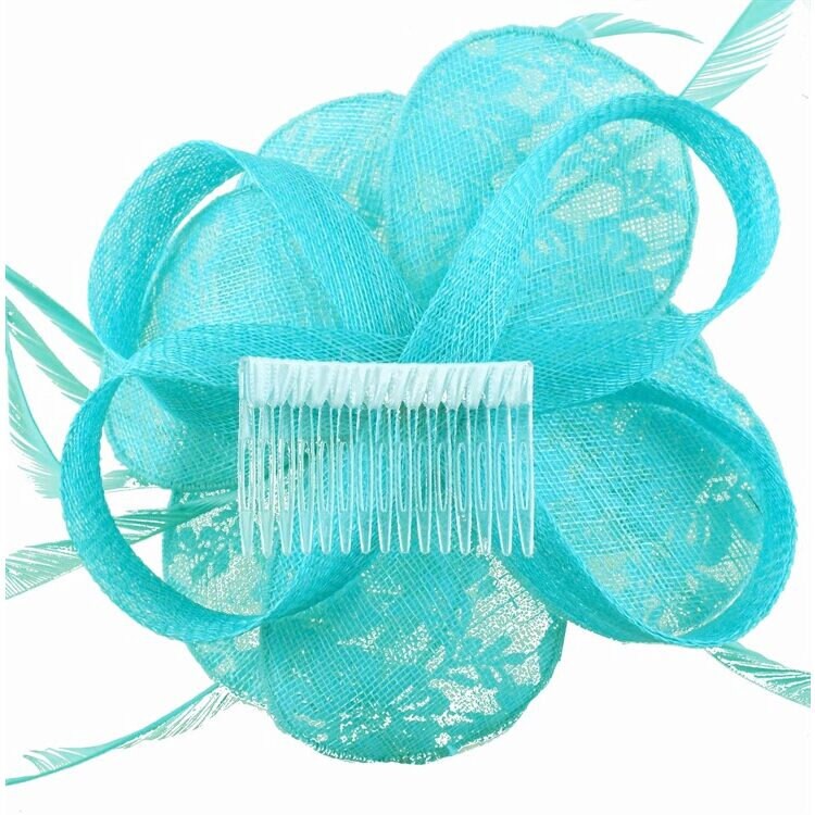 Blue Pink Beige Aqua Fascinator Wedding Ascot Hat Lace Hair Flower Fascinator Comb Mother Of The Bride Bridal UK Seller