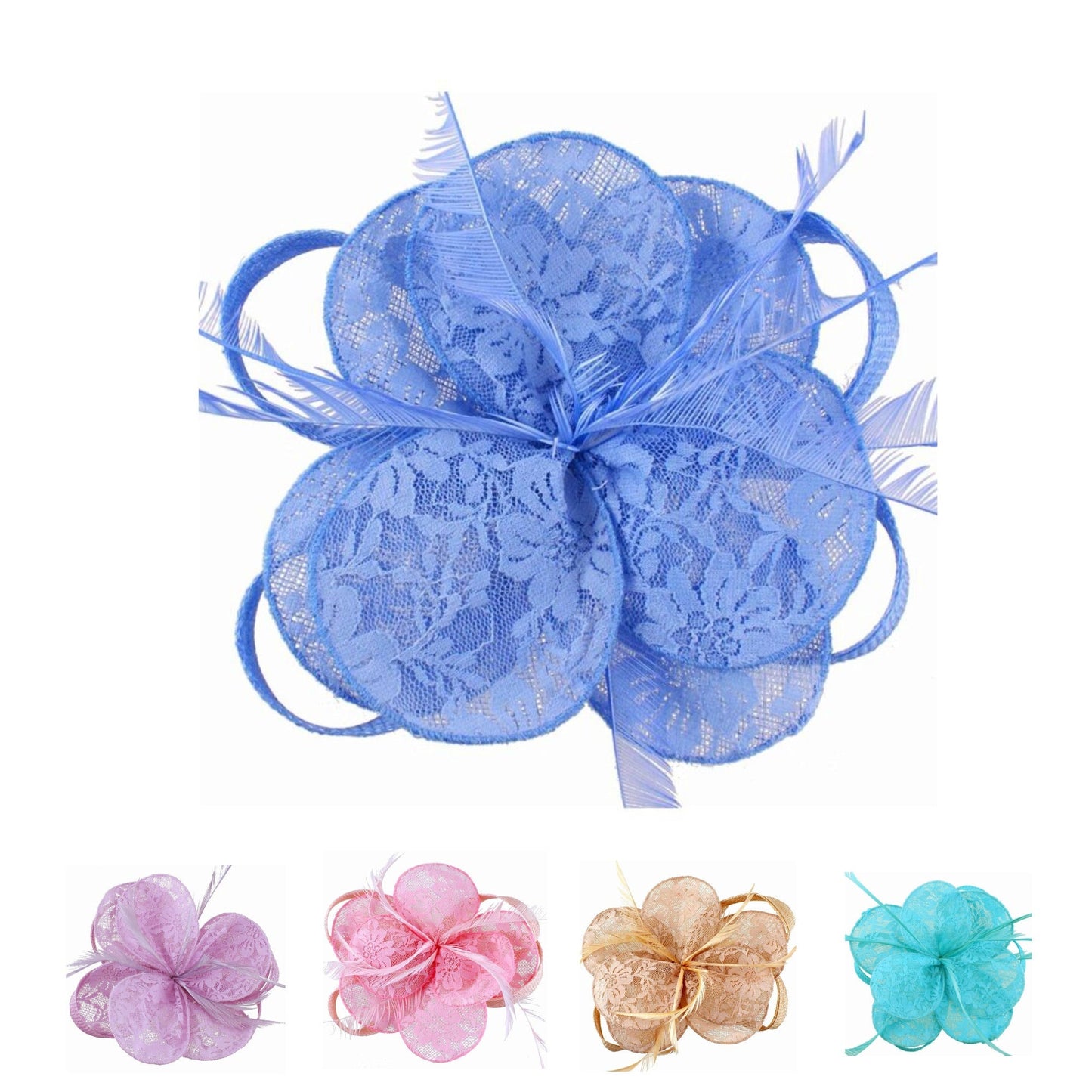 Blue Pink Beige Aqua Fascinator Wedding Ascot Hat Lace Hair Flower Fascinator Comb Mother Of The Bride Bridal UK Seller