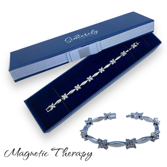 Silver Magnetic Therapy Bracelet Crystal Arthritis Pain Relief Genuine Crystal Stones Rheumatism Earth Magnets Health Management Women