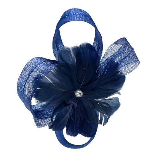 Navy Green Cream Gold Black Feather Headband Fascinator Wedding Mother Of The Bride Ascot Races
