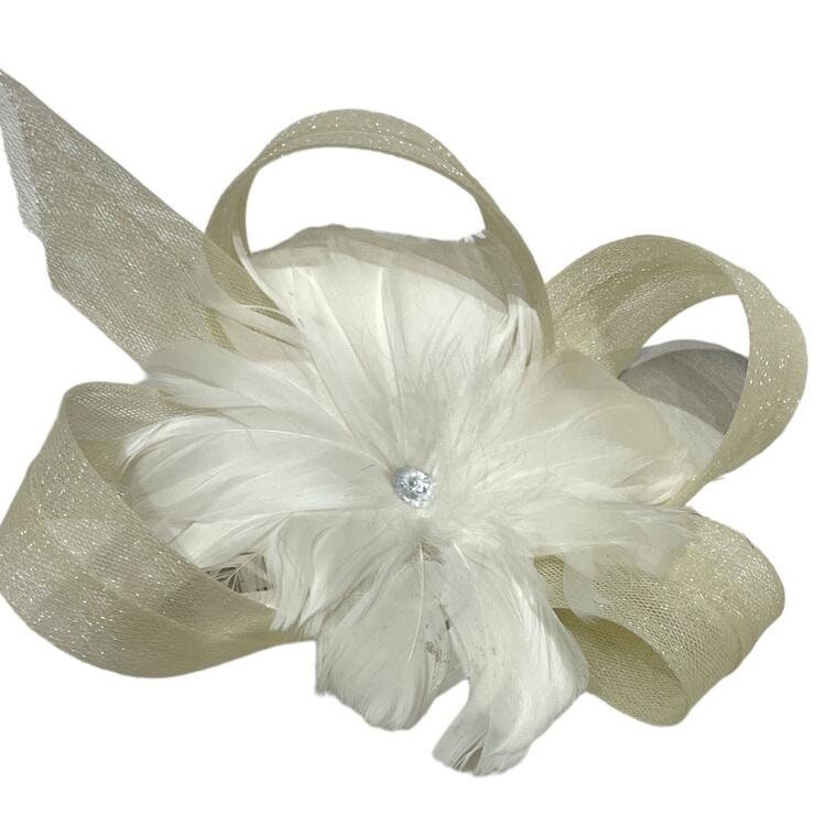 Navy Green Cream Gold Black Feather Headband Fascinator Wedding Mother Of The Bride Ascot Races