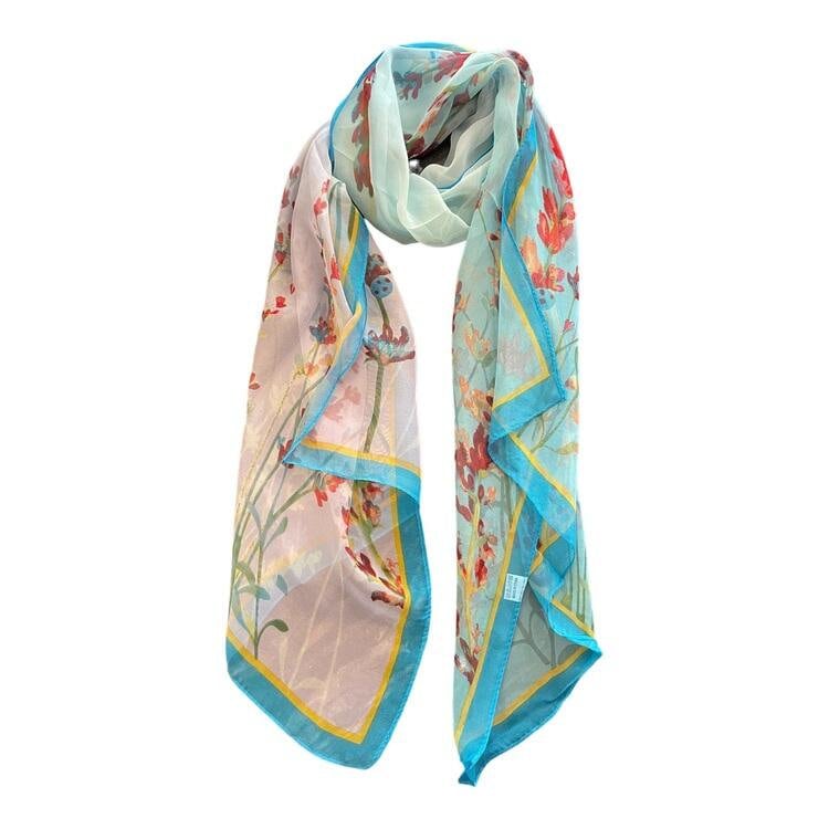 Silk Inspired Scarf Women Super Soft Scarves Light Weight Floral Flower Summer Print Silk Scarves Shawl Wrap