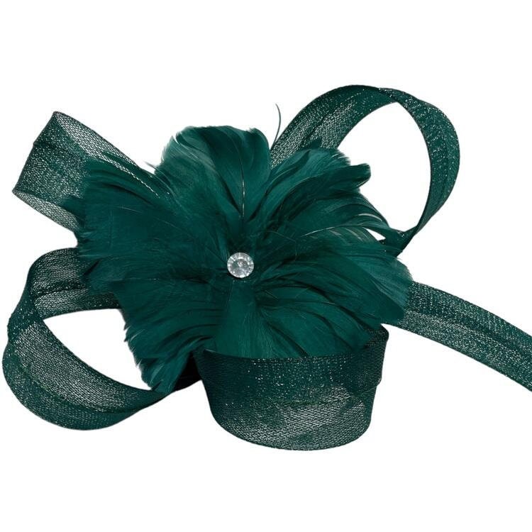 Navy Green Cream Gold Black Feather Headband Fascinator Wedding Mother Of The Bride Ascot Races