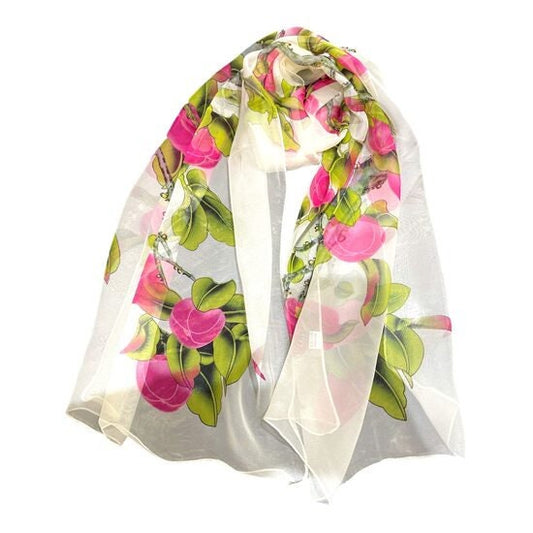 Silk Inspired Scarf Women Super Soft Scarves Light Weight Floral Bird Print Scarves Shawl Wrap