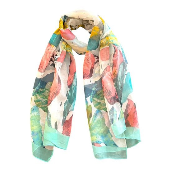 Silk Inspired Scarf Women Super Soft Scarves Light Weight Abstract Print Scarves Shawl Wrap