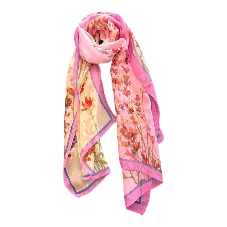 Silk Inspired Scarf Women Super Soft Scarves Light Weight Floral Flower Summer Print Silk Scarves Shawl Wrap