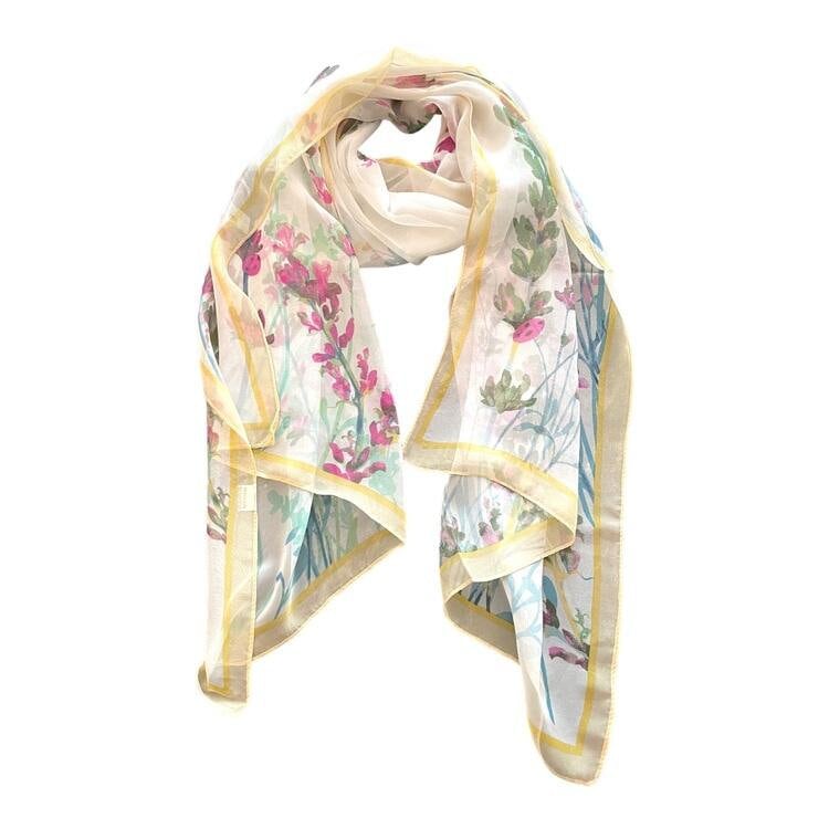 Silk Inspired Scarf Women Super Soft Scarves Light Weight Floral Flower Summer Print Silk Scarves Shawl Wrap